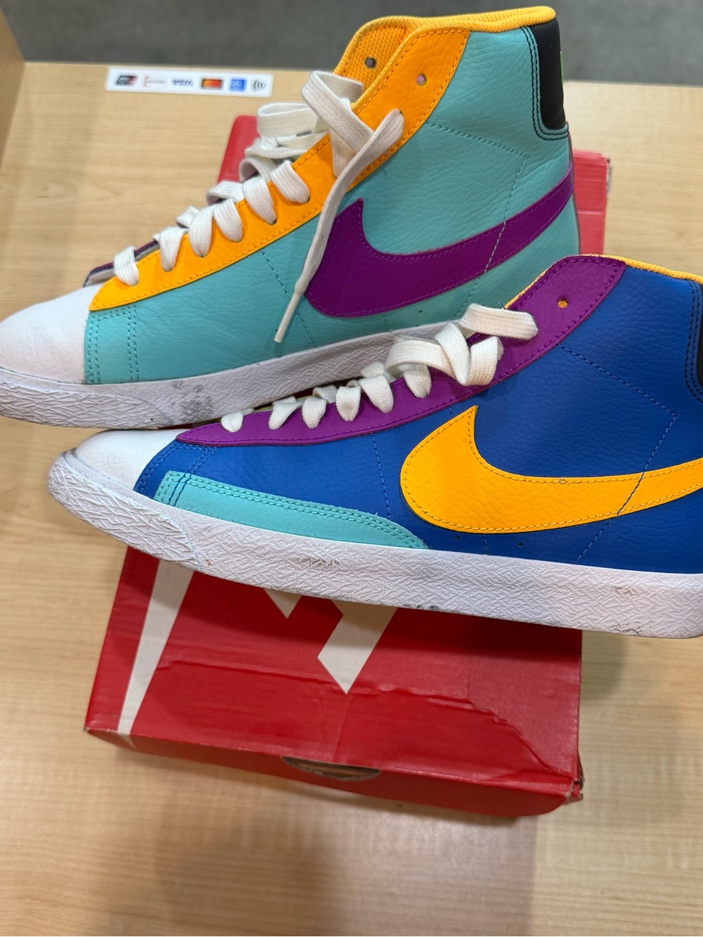 Nike Kids High-Top Sneakers in Blue, Turquoise, Yellow & Purple